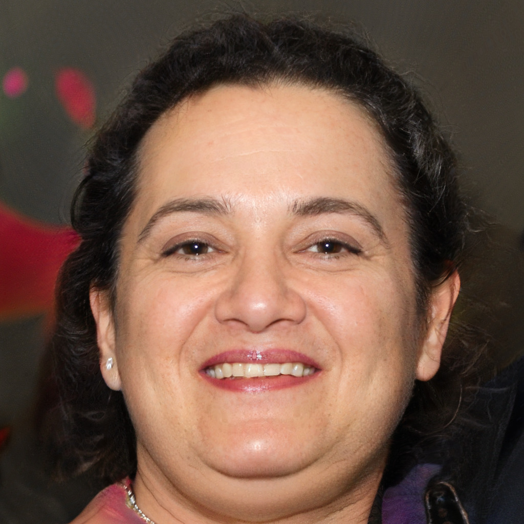 Female L&M Services LLC team member smiling in front of a wooden background.